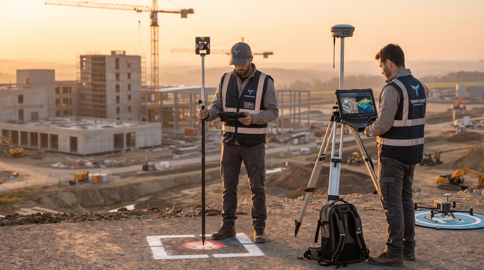 TeamFlight surveyors establishing a ground control point with RTK equipment